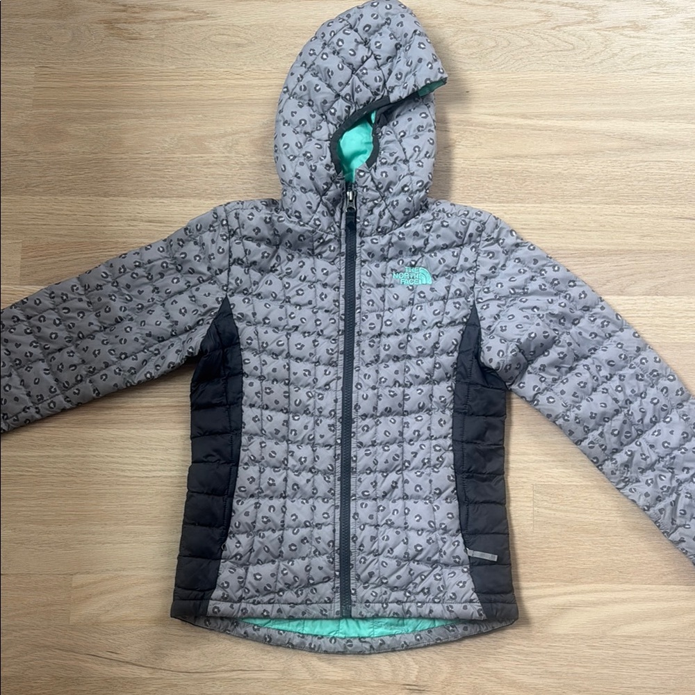 The North Face Kids Gray and Black Thermoball Puffer Jacket